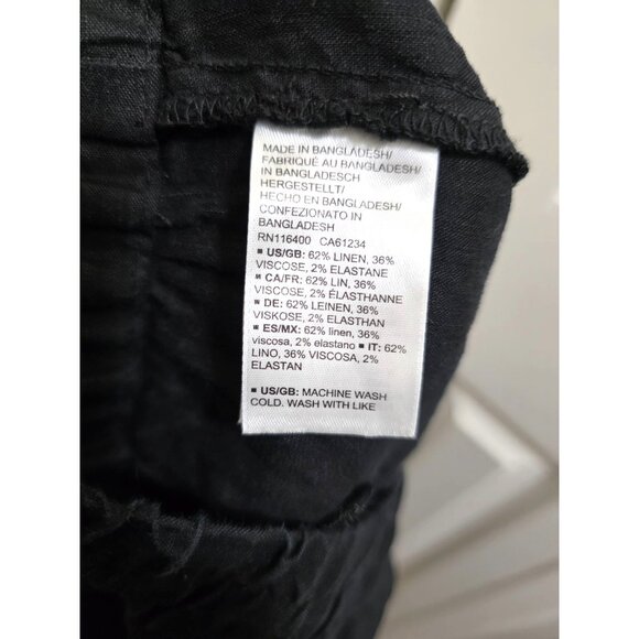 Daily/Ritual Black Linen/Blend Elastic Waist Shorts With Pockets & Drawstring Si - Picture 8 of 8